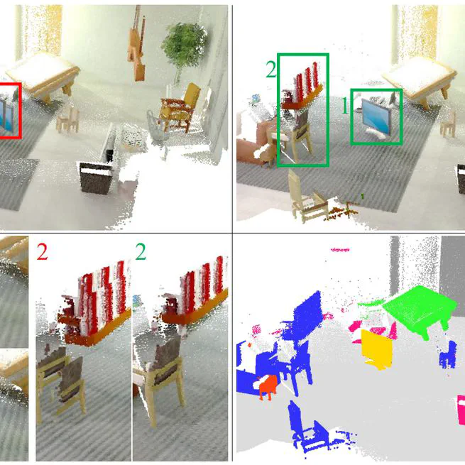 Probabilistic Projective Association and Semantic Guided Relocalization for Dense Reconstruction