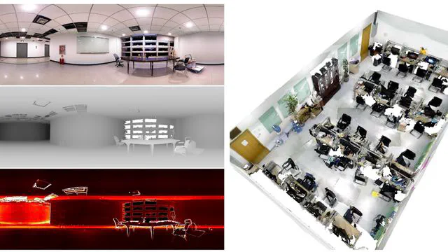 Noise-Resilient Reconstruction of Panoramas and 3D Scenes Using Robot-Mounted Unsynchronized Commodity RGB-D Cameras